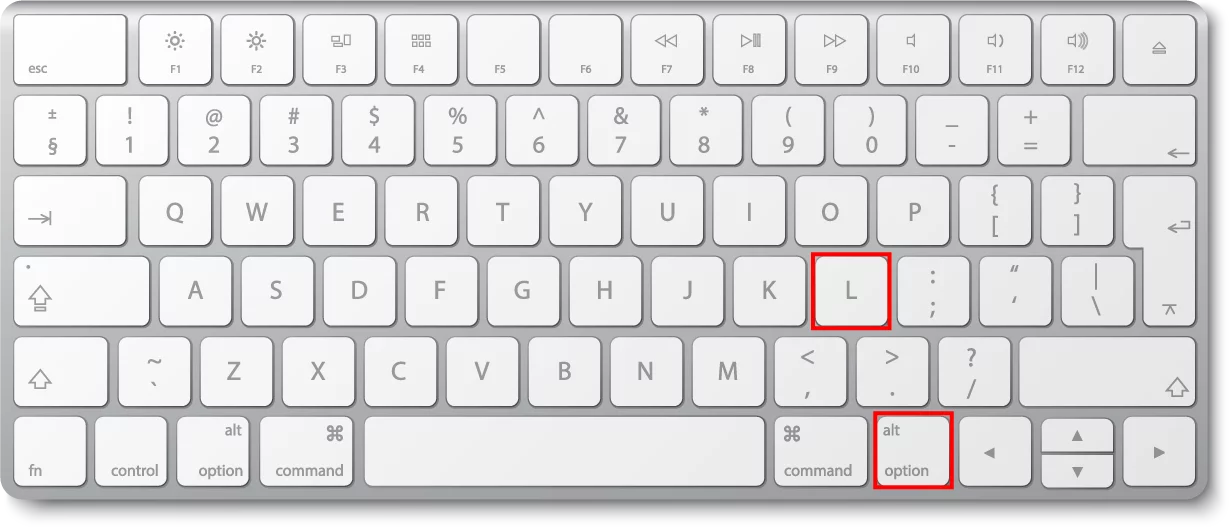 Das Bild zeigt die Tastenkombination für das at zeichen auf der Mac Tastatur