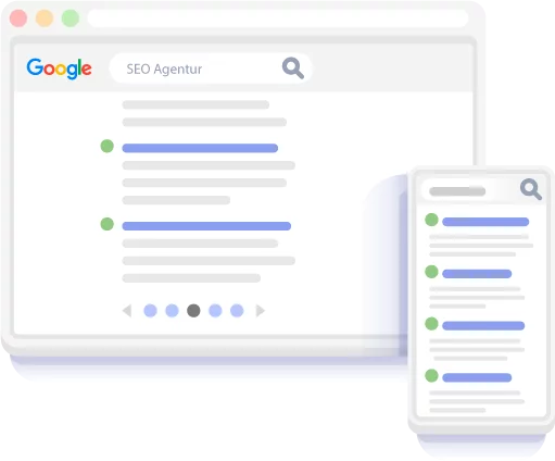 Bild zeigt eine Google Suche mit dem Keyword SEO Agentur